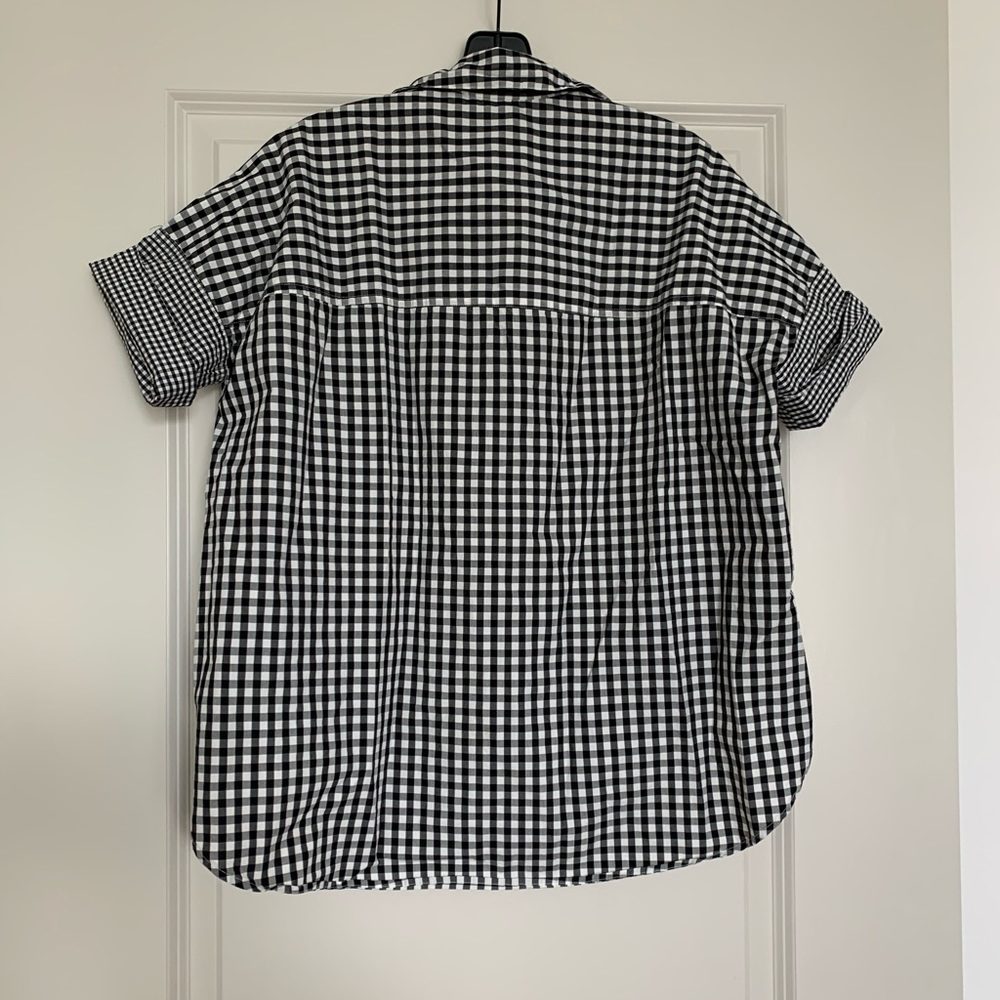 Gingham-Play Button-Down Shirt - image 7